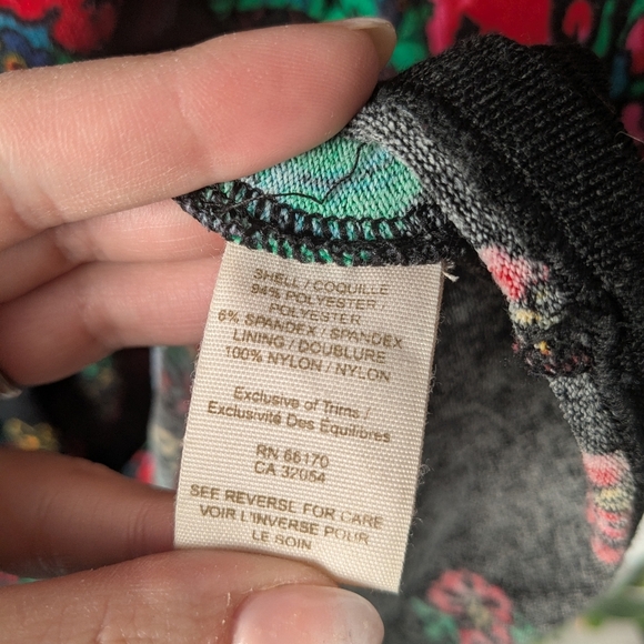 Free People black and floral print A-line V-neck mini dress - size M - Picture 3 of 6